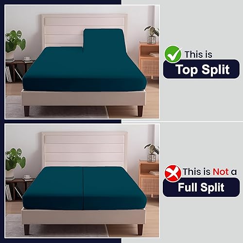 Miniatura 10 de SGI Bedding Sábana bajera ajustable de algodón egipcio de 1000 hilos, tamaño King, solo para cama ajustable, juego de sábanas King divididas de 32