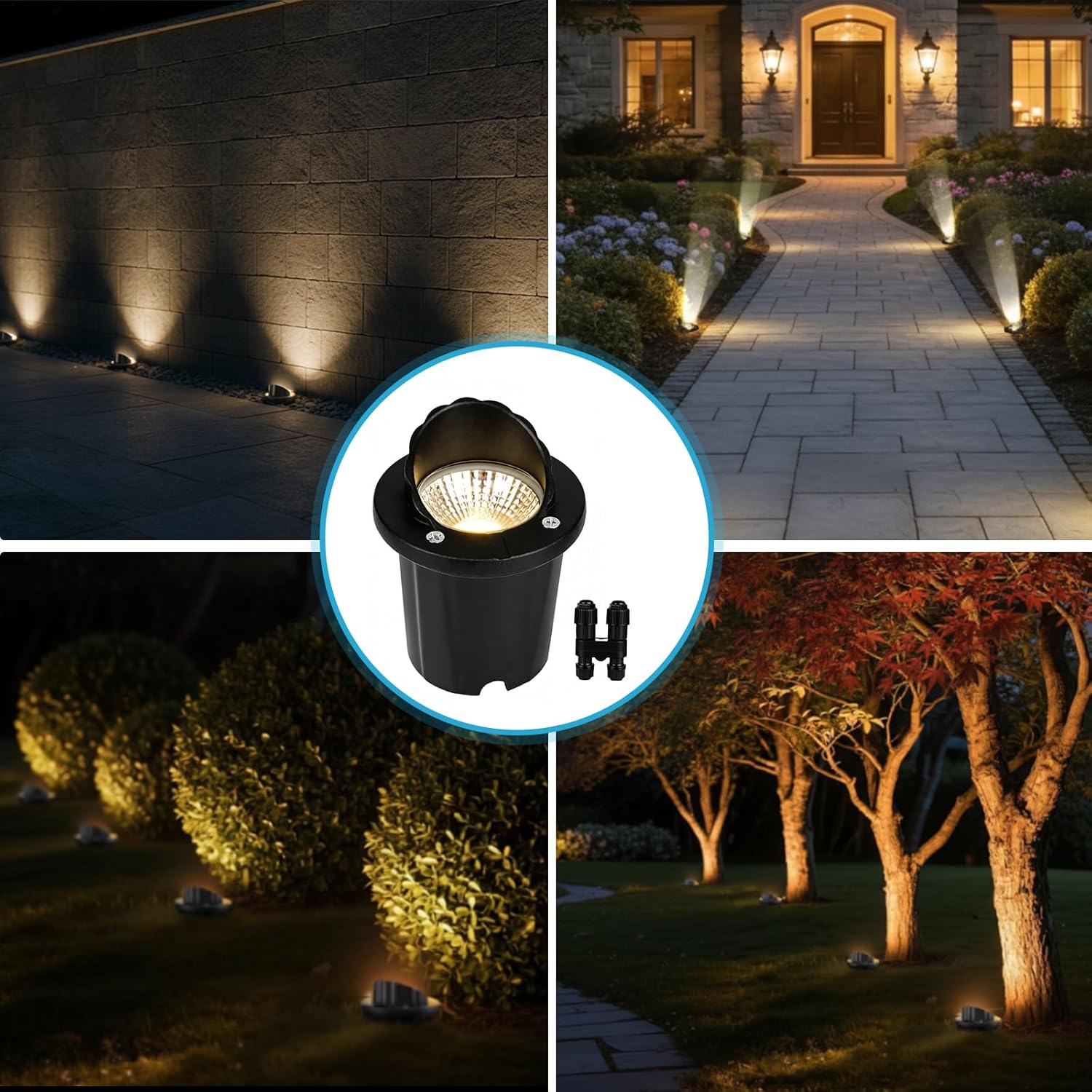 SMY Lighting 12W Well Lights Landscape LED In Ground Outdoor, Shielded Top Low Voltage 12-24V AC/DC,IP67 Waterproof Aluminum in-Grade Up Lighting for Trees Pathway Garden Yard Fence Deck Black 12Pack