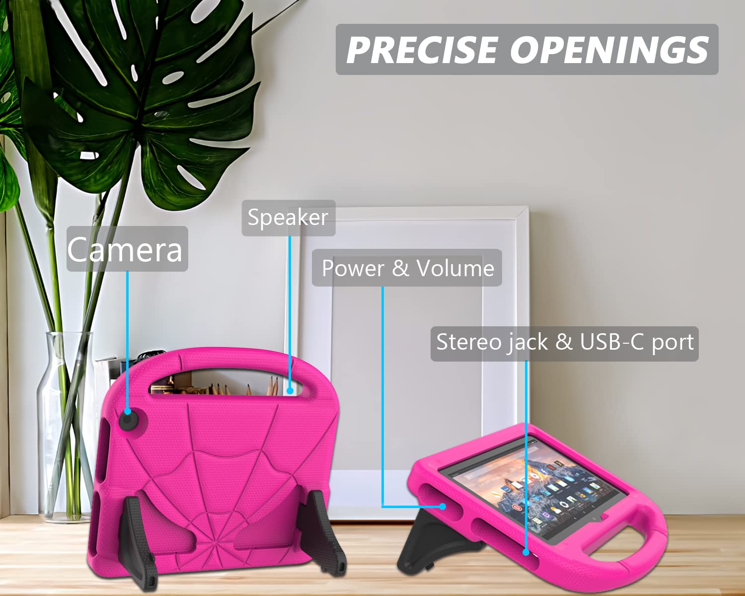 Funda para tablet Fire 7 (12ª generación, versión 2022), ligera, a prueba de golpes, apta para niños, con asa y soporte para tablet Kindle Fire 7 para niños, color rosa 6