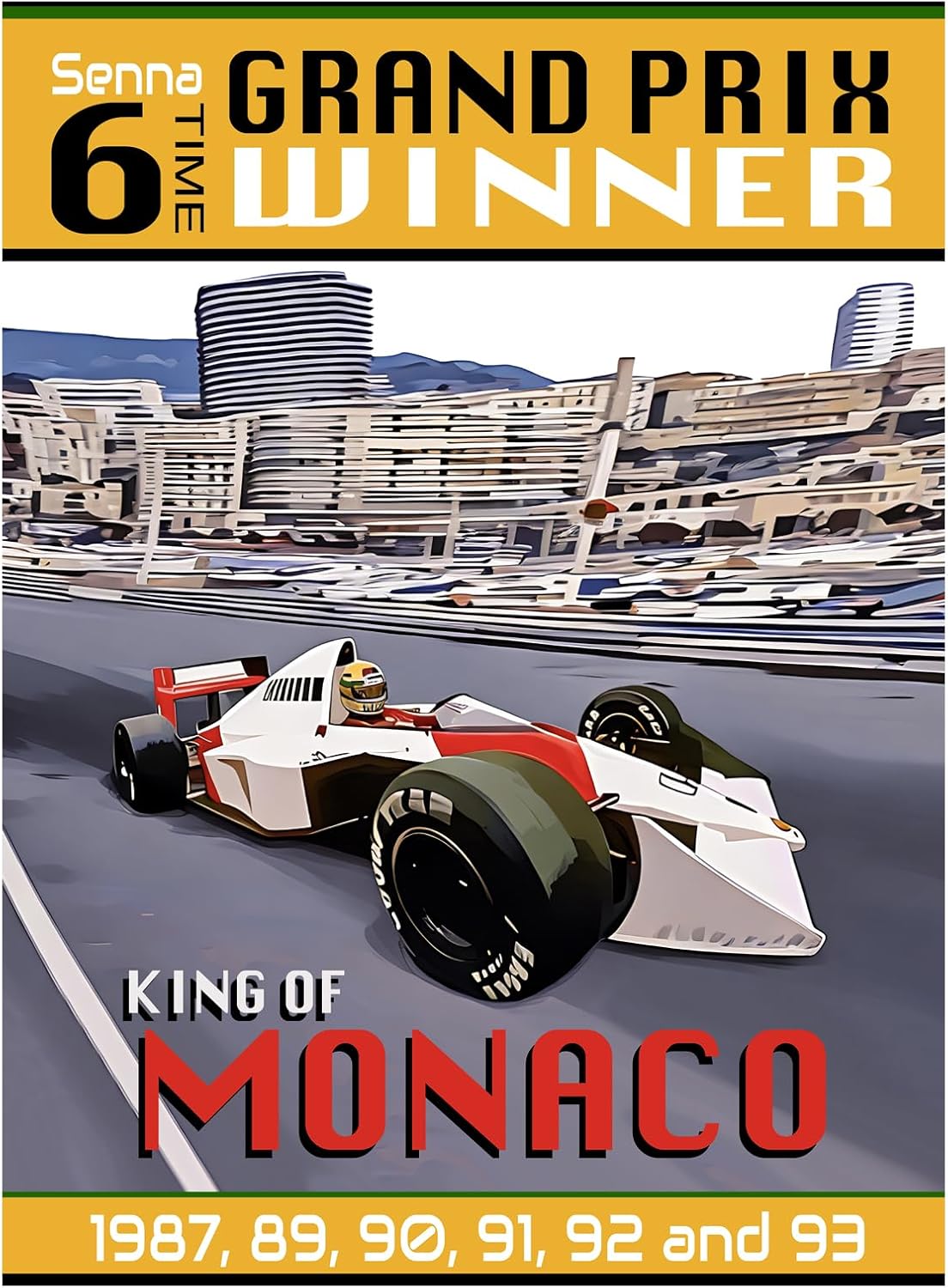 Ayrton Senna 6 Time Champion King of Monaco T-Shirt - Image 2