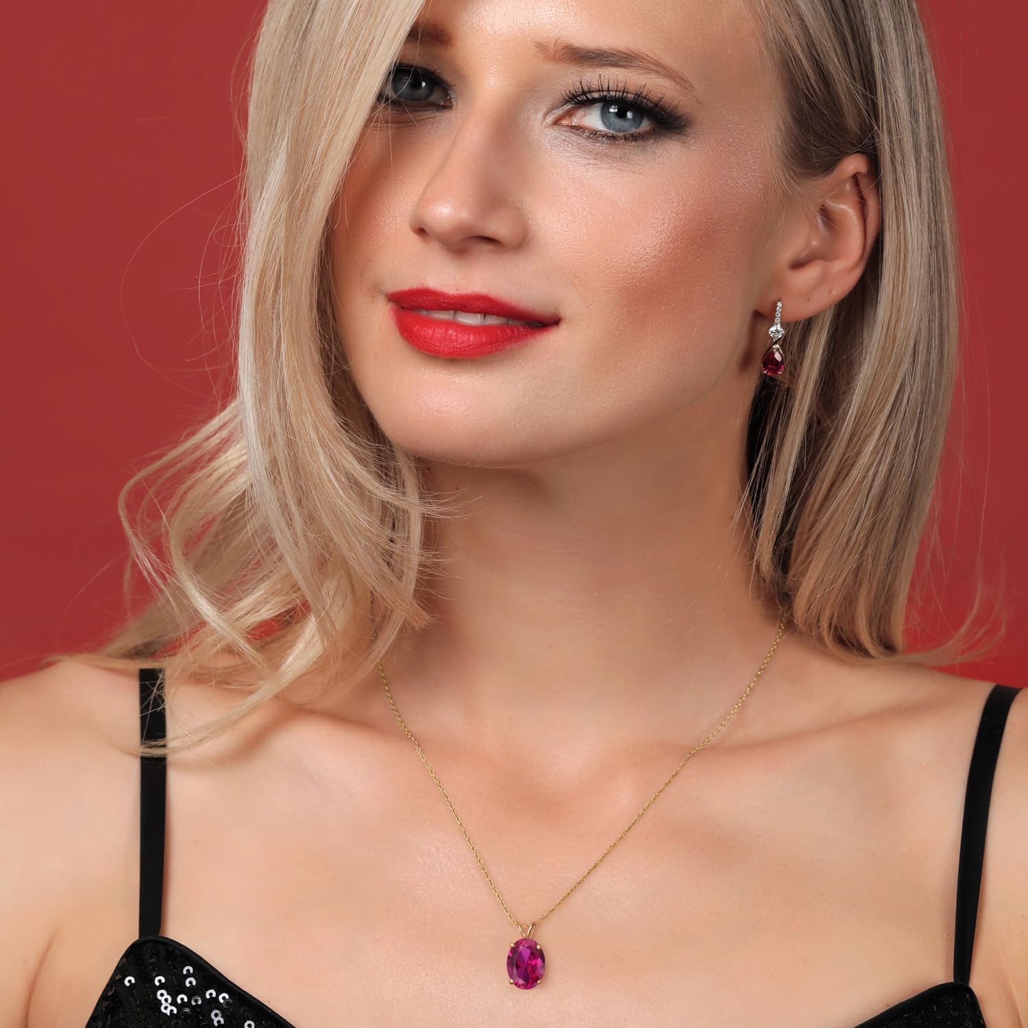 Gem Stone King 14K Yellow Gold 10X8MM Oval Gemstone Birthstone Pendant Necklace for Women | Gold Necklace For Women | With 18 Inch Rope Gold Chain | Fine Jewelry Gifts for Her Mom Wife - Image 4