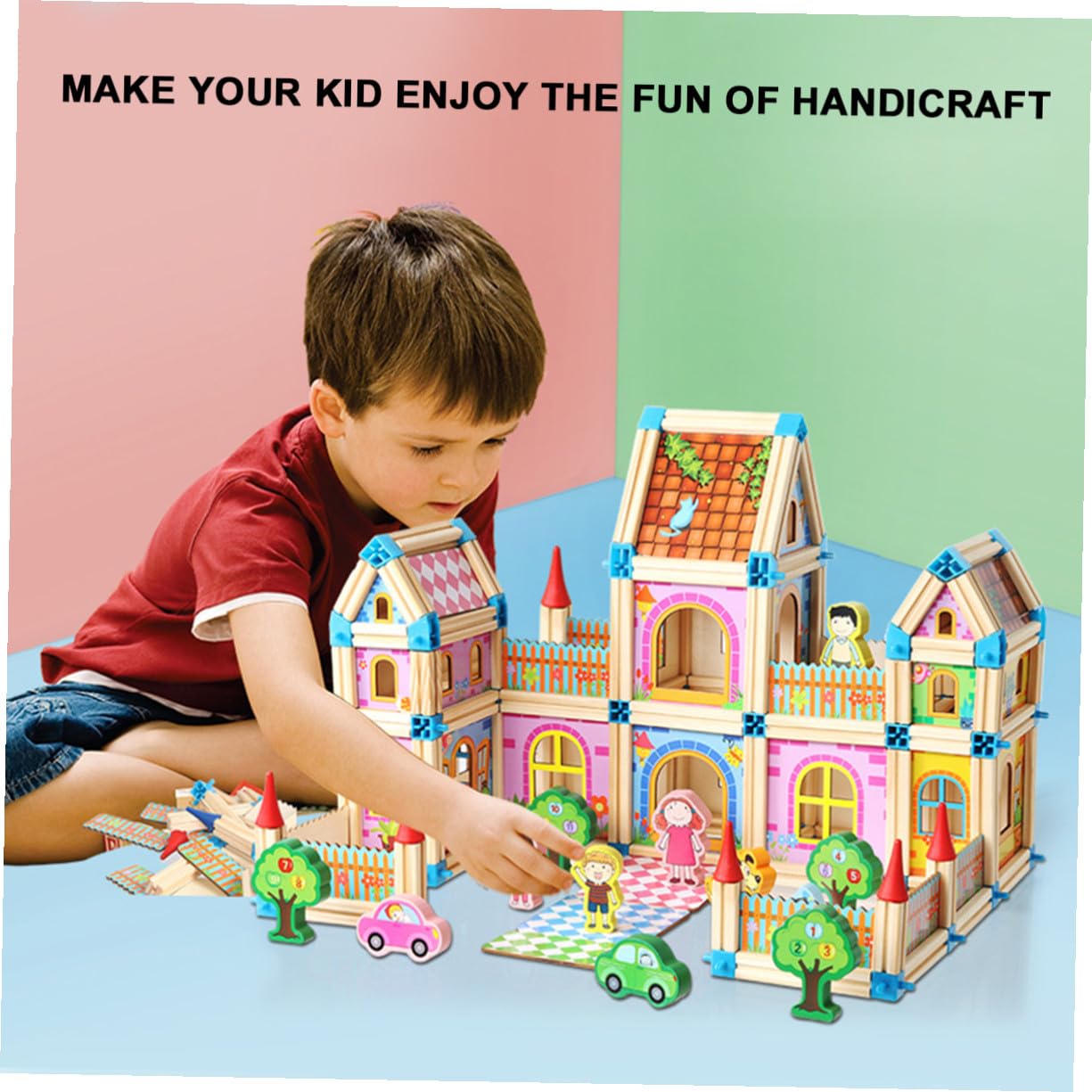 SOIMISS Casa 3d in Legno Giocattolo Montessori DIY Puzzle per Ragazzo Ragazza Creativo
