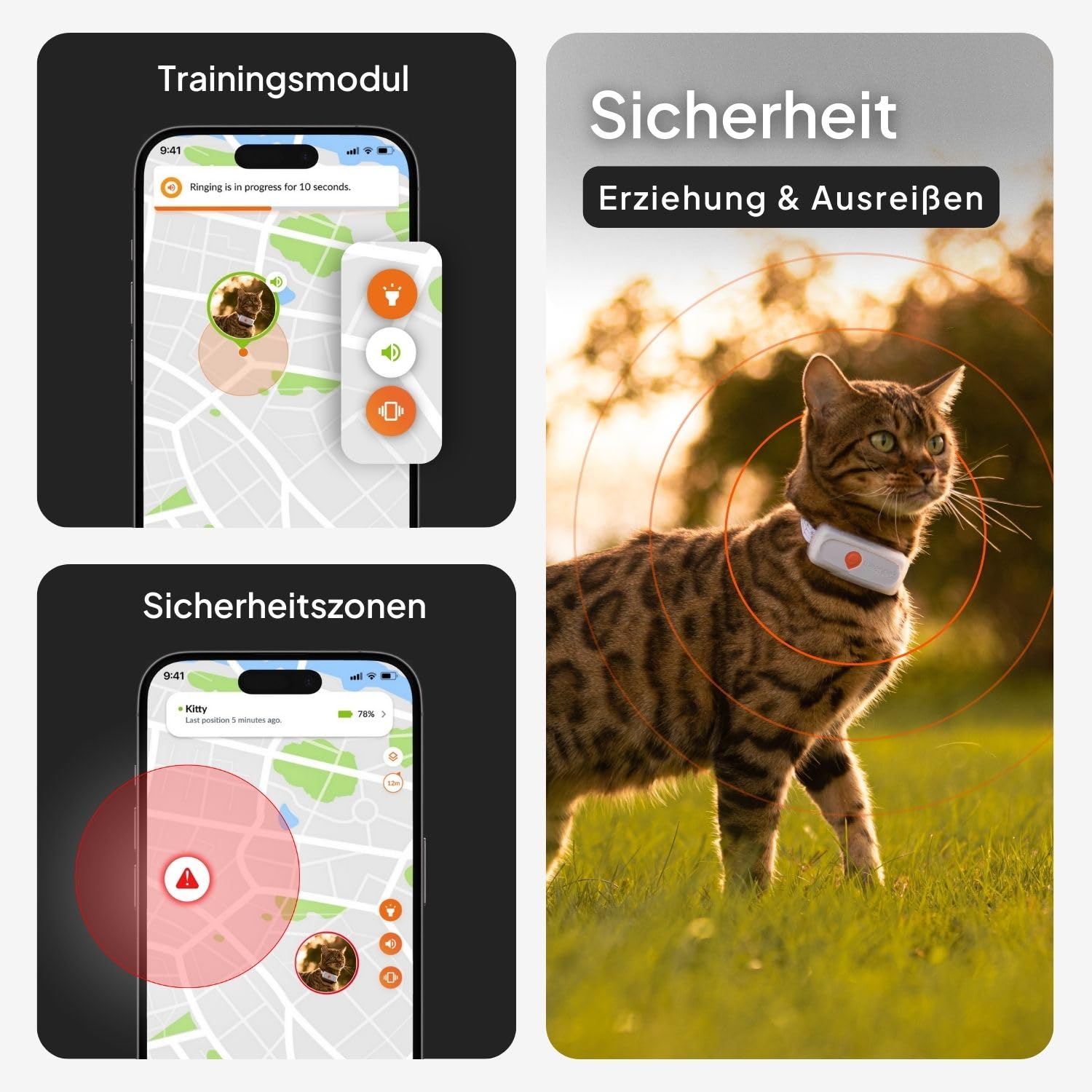 Weenect XS für Katzen - NEU Mini GPS-Tracker für Katzen | GPS-Tracking in Echtzeit | Ohne Distanzlimit | Kleinstes Modell auf dem Markt (Schwarz, XS)