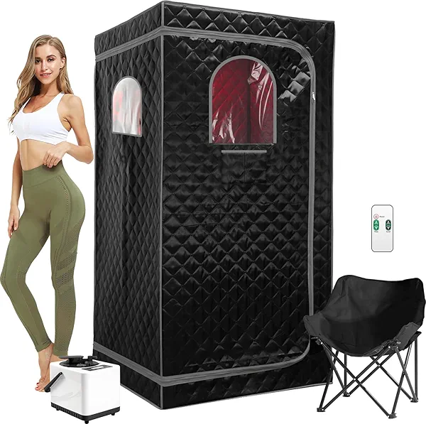 DUTHSS Steam Saunas for Home,Full Body Red Light Sauna Tents Portable Large Space Remote Control Indoor Steamer Sauna Box with 3L Steamer Machine,Foldable Chair,Pocket