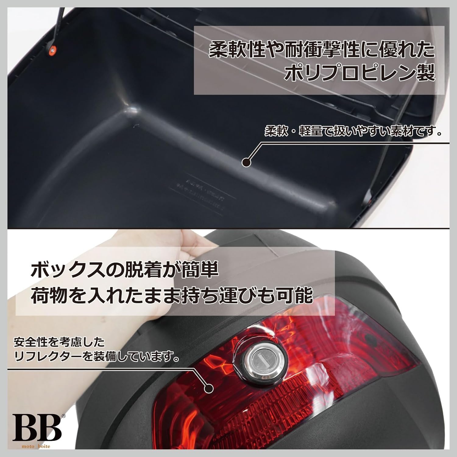モトボワットBB バイク リアボックス 28L ブラック トップケース BB28N