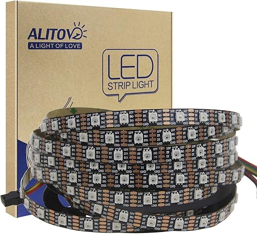 Vista 15 de ALITOVE WS2815 12V WS2812B Tira de luz LED RGB direccionable 16.4 ft 150 LED WS2813 12V programable de color de ensueño LED Pixel Tira de señal