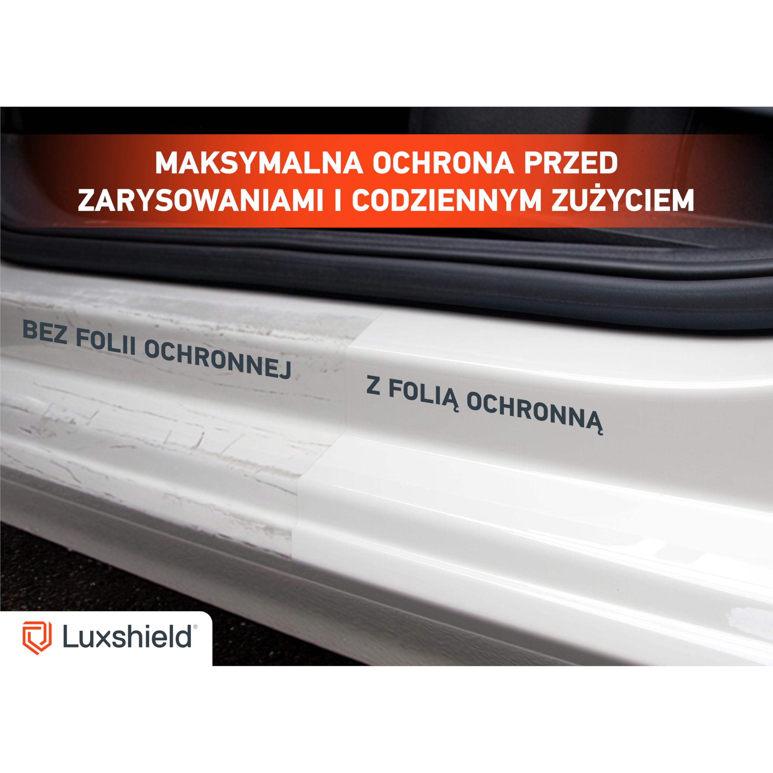 Luxshield folia ochronna progów kompatybilny z Skoda Kamiq NW4 I 2019-2026 - akcesoria, listwy ozdobne, folia ochronna na lakier - przezroczysty błyszczący