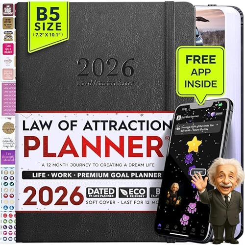 2026 Planner Weekly and Monthly | Law of Attraction Planner with Panduo App | A 12 Month Journey for Productivity, Gratitude & Goal Setting | Includes Foldable Vision Board, Gift Box & Stickers