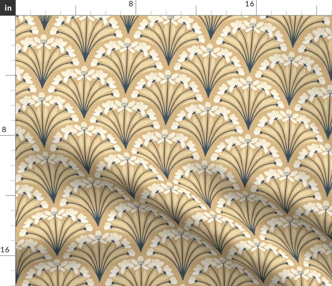 Spoonflower Fabric - Blossom Scallop Flowers Bloom Floral Tree Branch Art Deco Plant Printed on Petal Signature Cotton Fabric Fat Quarter - Sewing Quilting Apparel Crafts Decor