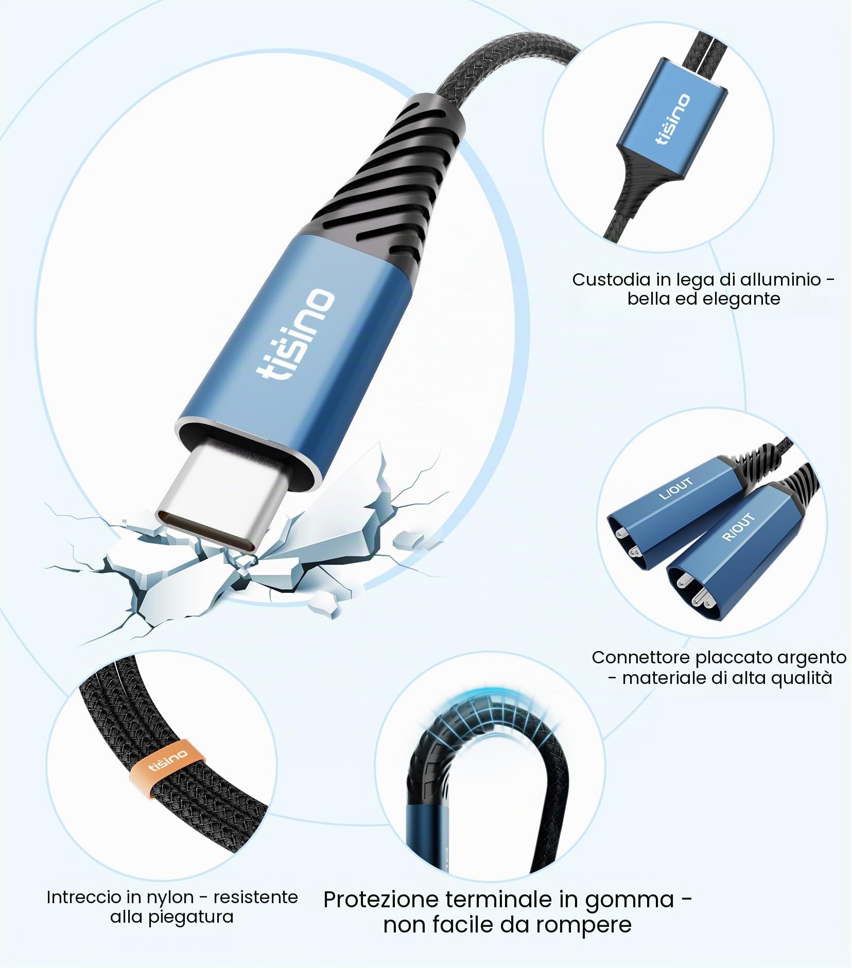 Tisino Cavo audio USB C a doppio XLR maschio（3m, cavo amplificatore di potenza stereo USB C a 2 XLR maschio per collegare il telefono cellulare all'altoparlante attivo/console mixer