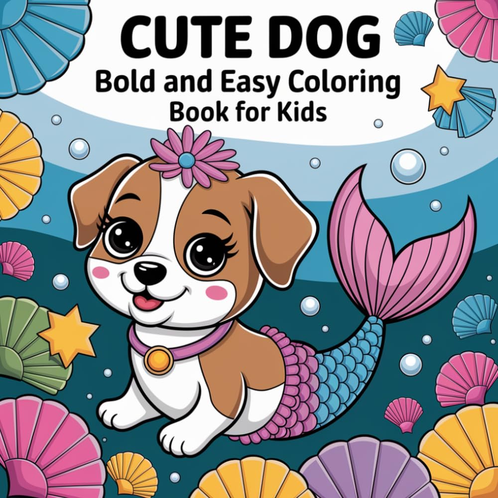 Cute dog bold and easy coloring book for kids: Easy Dog Illustrations for Kids Ages 1-4 Large Bold Lines for Early Learning and Fun