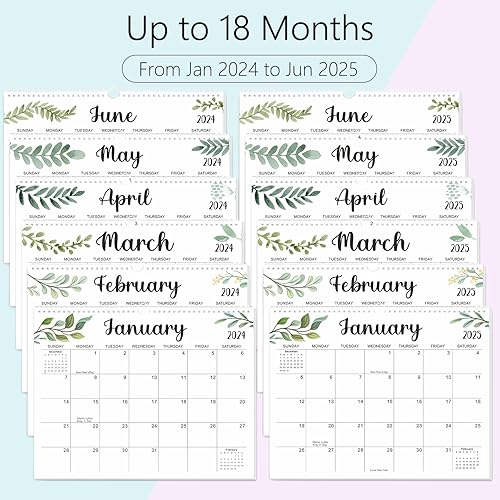 Miniatura 4 de Calendario de pared 2024-2025, de enero de 2024 a junio de 2025, calendario de pared de 18 meses 2024-2025, calendario de pared grande de 15 x 11.5