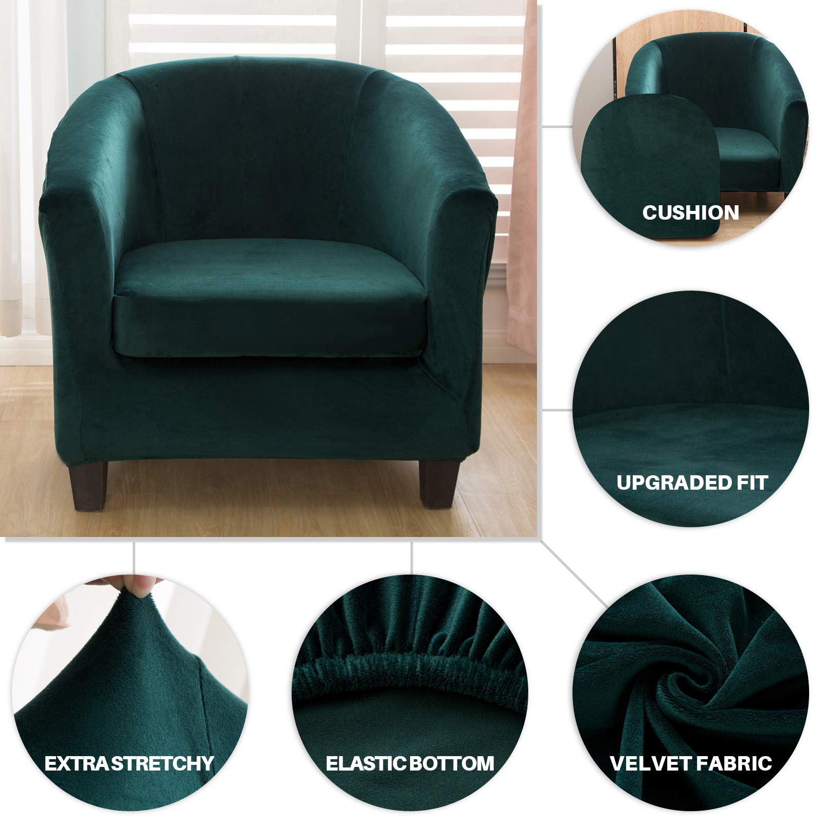 Set Di 2 Fodere Per Poltrona In Velluto Gobbiato Grigio Scuro - Con Cuscino Separato E Elastico - Copridivano Oversize