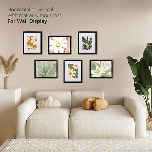 Vista 70 de KINLINK Juego de 6 portarretratos de madera de 6 x 8 pulgadas, marco de fotos de madera mate de 4 x 6 con plexiglás para 4 x 6 con paspartú o 6 x 8