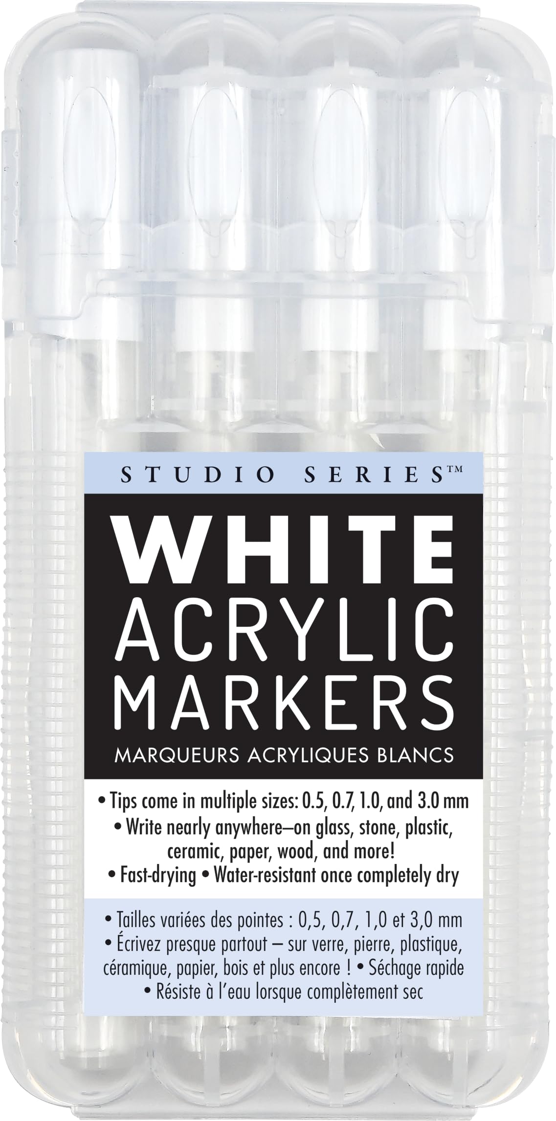 Studio Series White Acrylic Markers (set of 4 permanent markers with different tip sizes)