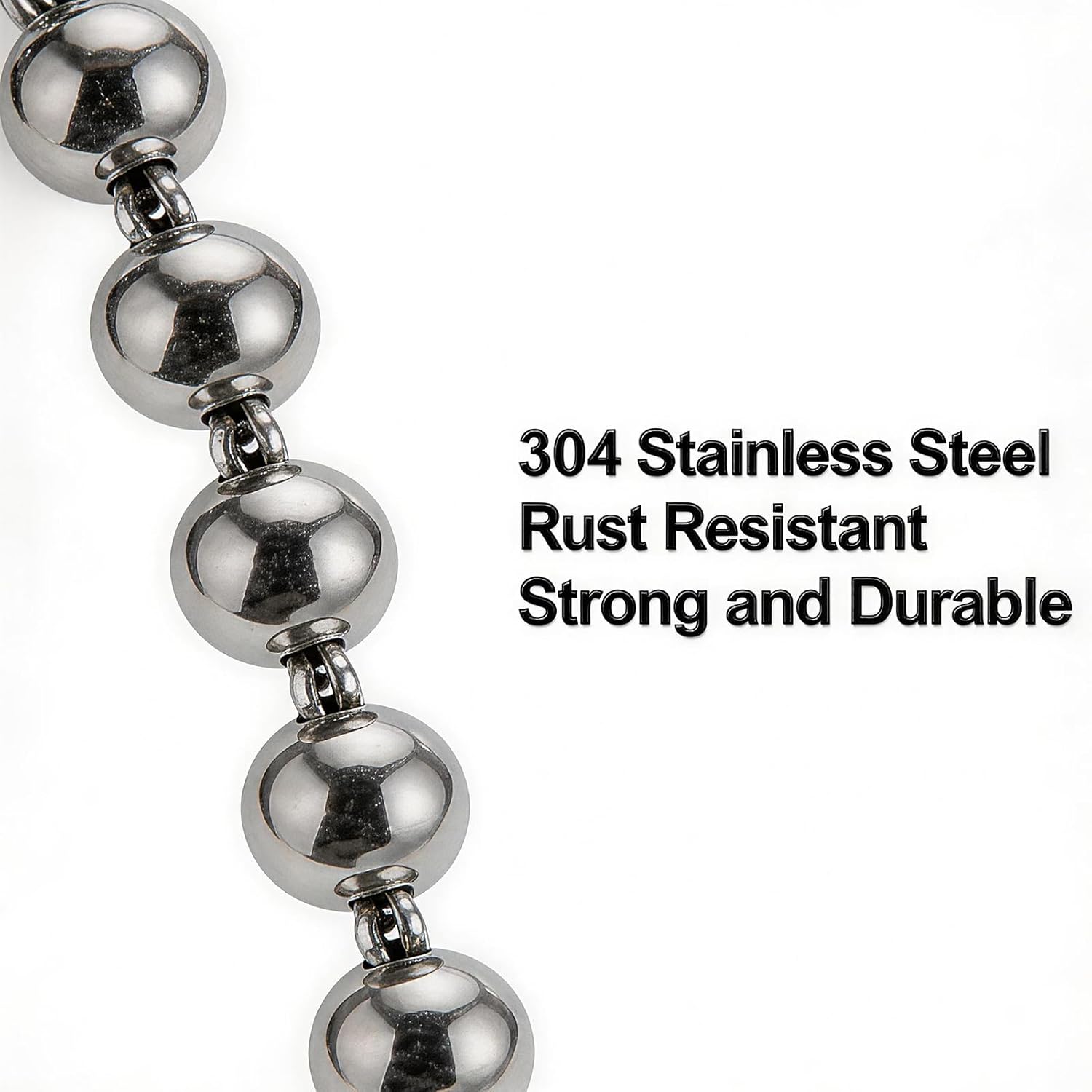 Bead Diameter 5mm, 394" Ceiling Fan Pull Chain Extender - Stainless Steel Ball Chain with 20 Connectors for Fan/Light Fixtures, Lamp, Curtains, Dog Tags,Cut-to-Size