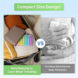 ASprink 3 Times a Day Pill Organizer, 7 Day Medicine Organizer, Large Pill Case, White, 21 Compartments