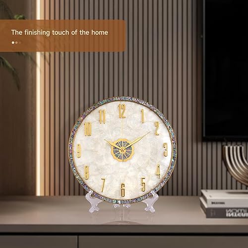Miniatura 4 de Reloj de pared decorativo de lujo con una cara estampada de concha, reloj de pared creativo silencioso y sin garrapatas, marco de aluminio, diseño