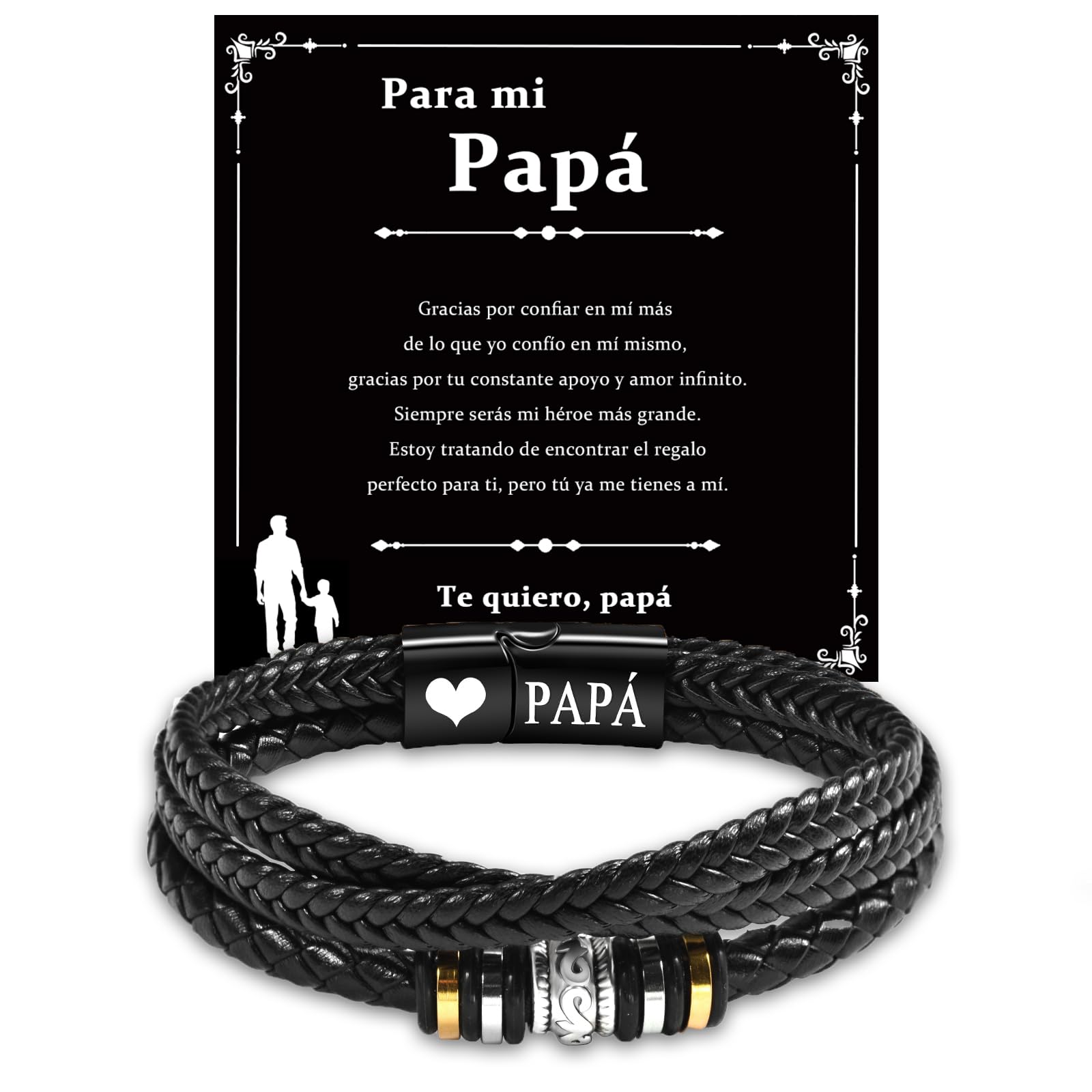 CheersLife San Valentin Regalos Hombre Regalos Originales Para Hombre Pulseras Hombre Cuero Regalos Cumpleaños Hombre Regalo Aniversario Te Quiero Regalo Novio Regalos Personalizados 3 Capas