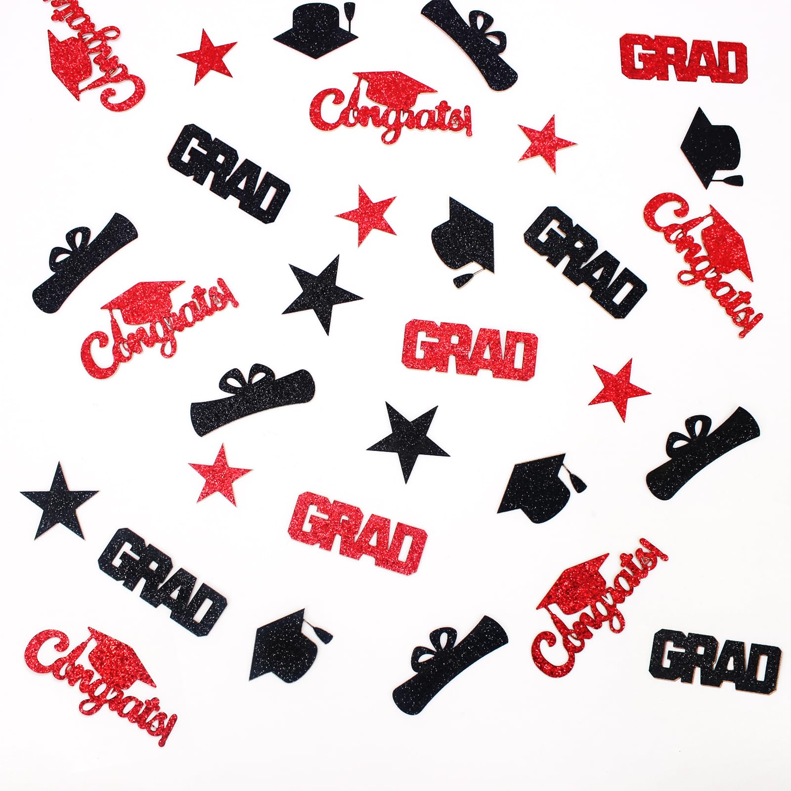 Vofrise Glitter Graduation Confetti 2026 Red Graduation Decorations Grad Cap Star Congrats Grad Table Scatter for Grad Party Decorations 2026