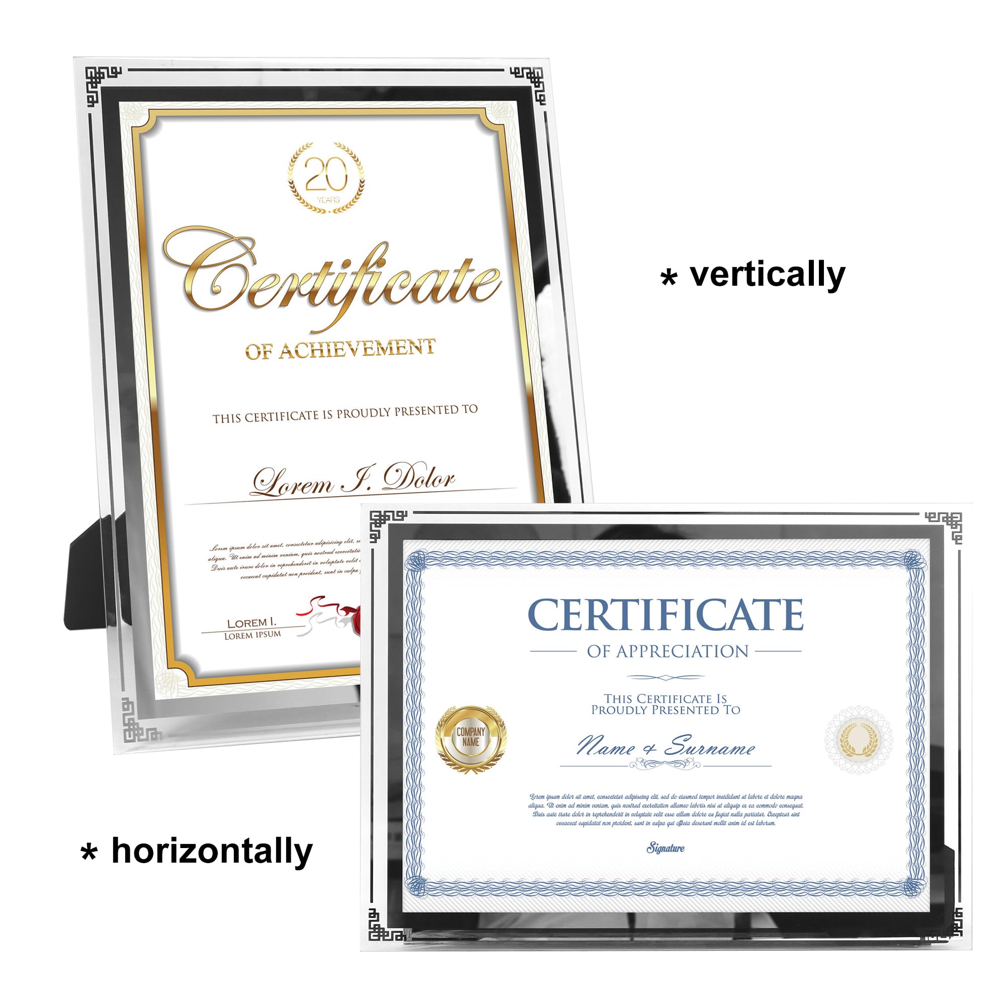 GraduatePro A4 Glass Certificate Frame Silver Square Thick Border Holder Document Diploma, 25cm x 34cm - Image 2