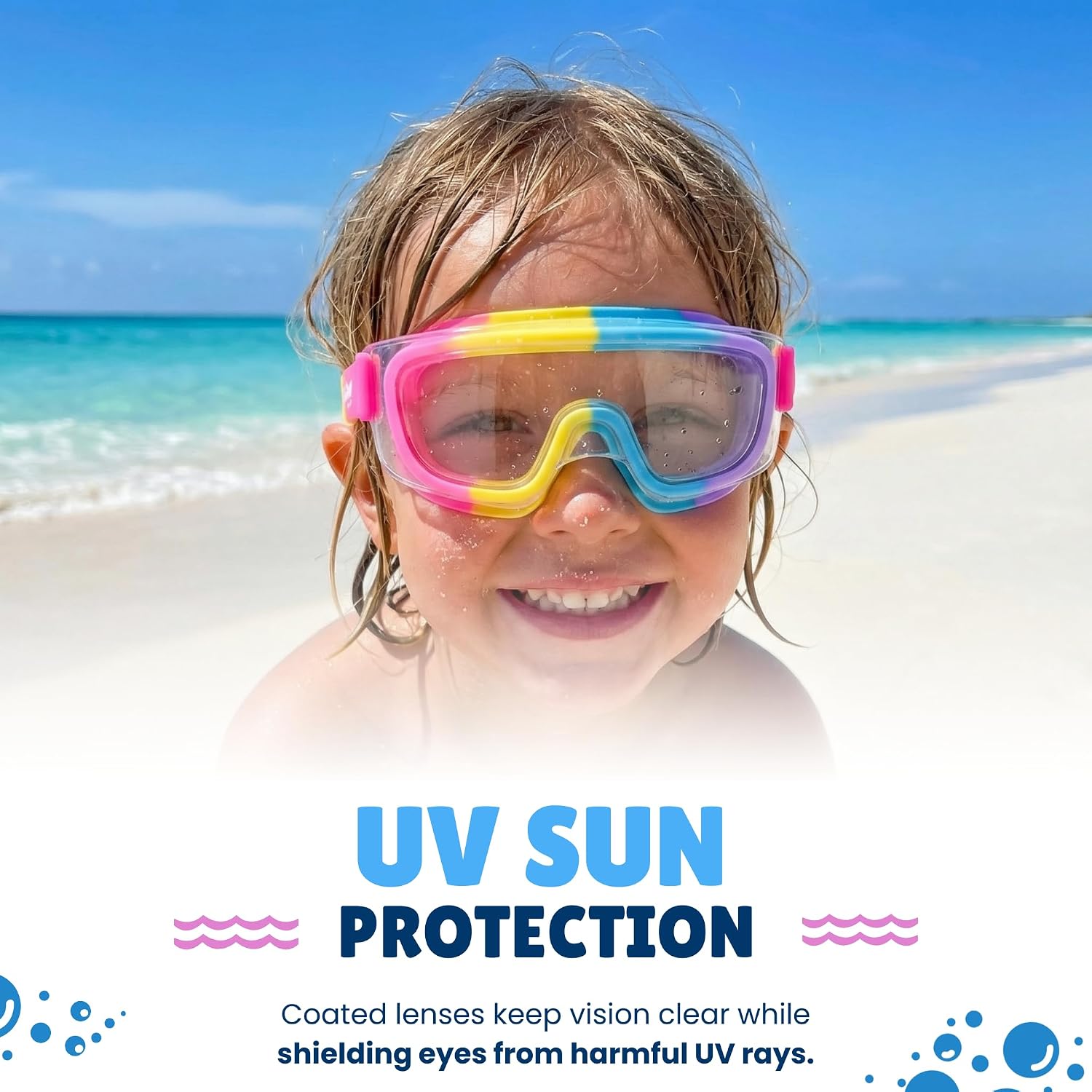 Kids Swim Goggles Ages 6–14 | Wide View Leak-Resistant Anti-Fog Swimming Goggles for Boys & Girls