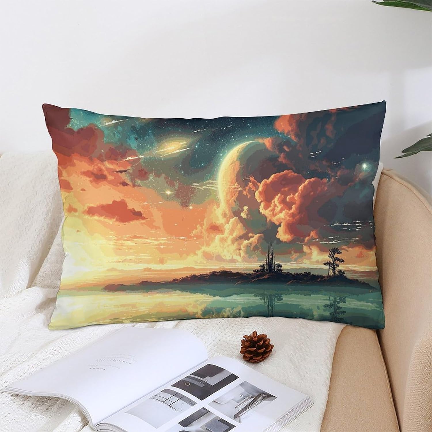 Anime Sky Pillow Cases Soft Breathable Throw Pillow Cover with Hidden Zipper Decorative Cushion Covers for Bed Sofa Couch 12 "x20 image 5