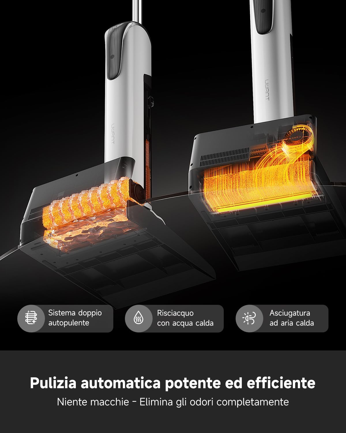 uwant D700 self-cleaning station with hot water wash and hot air drying