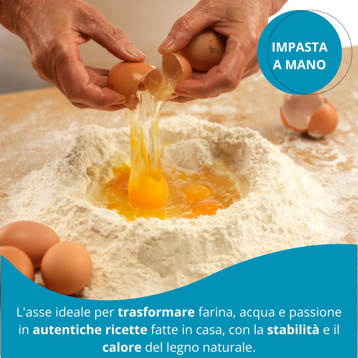 TOMAINO - Spianatoia per Impastare in Legno di Betulla - Asse per la Pasta, Pizza e Dolci (90x50)