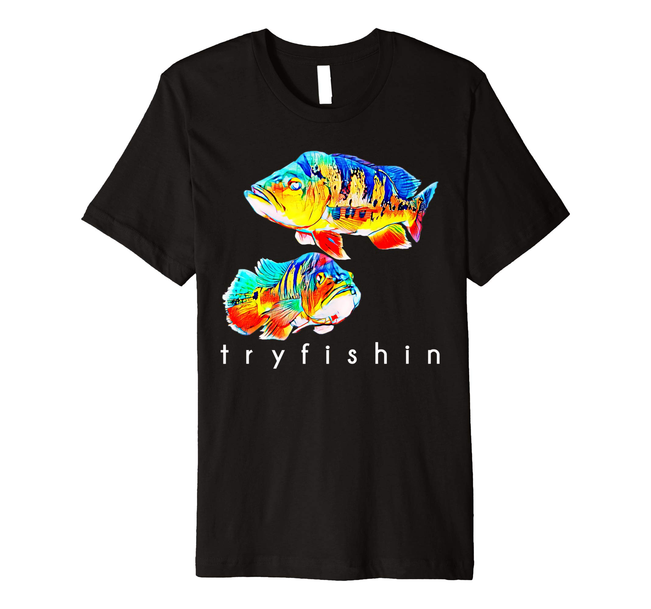 TryFishinPeacock Bass Cichlid Fishing Tee