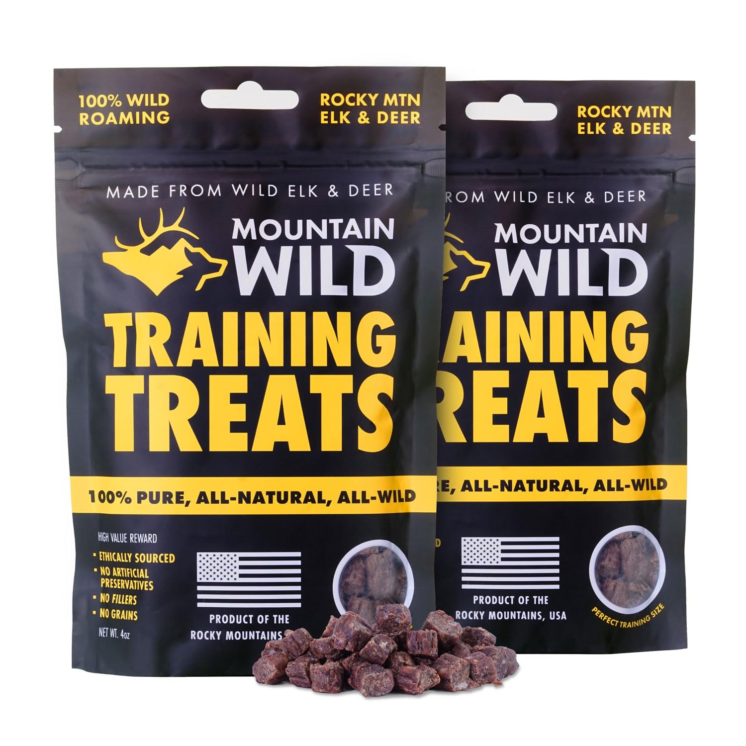 MOUNTAIN WILD Training Treats for Dogs & Puppies – Elk & Venison Protein Puppy & Dog Treat – High Value, All-Natural, No Fillers, Grain-Free, No
