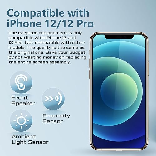 Miniatura 3 de Para iPhone 12 Auricular Altavoz Frontal Reemplazo para iPhone 12 Pro Reparación OEM 6.1 "Parte del oído con Sensor de Proximidad Sensor de Luz