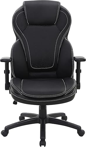 Miniatura 7 de Office Star Silla de oficina ejecutiva de cuero regenerado con respaldo alto con asiento acolchado contorneado y brazos abatibles de altura