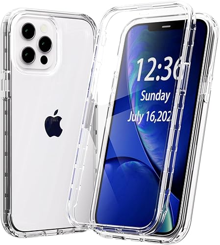 Funda transparente para iPhone 13 y 14, funda de protección de cuerpo completo de 360, protector de pantalla integrado sensible al tacto,