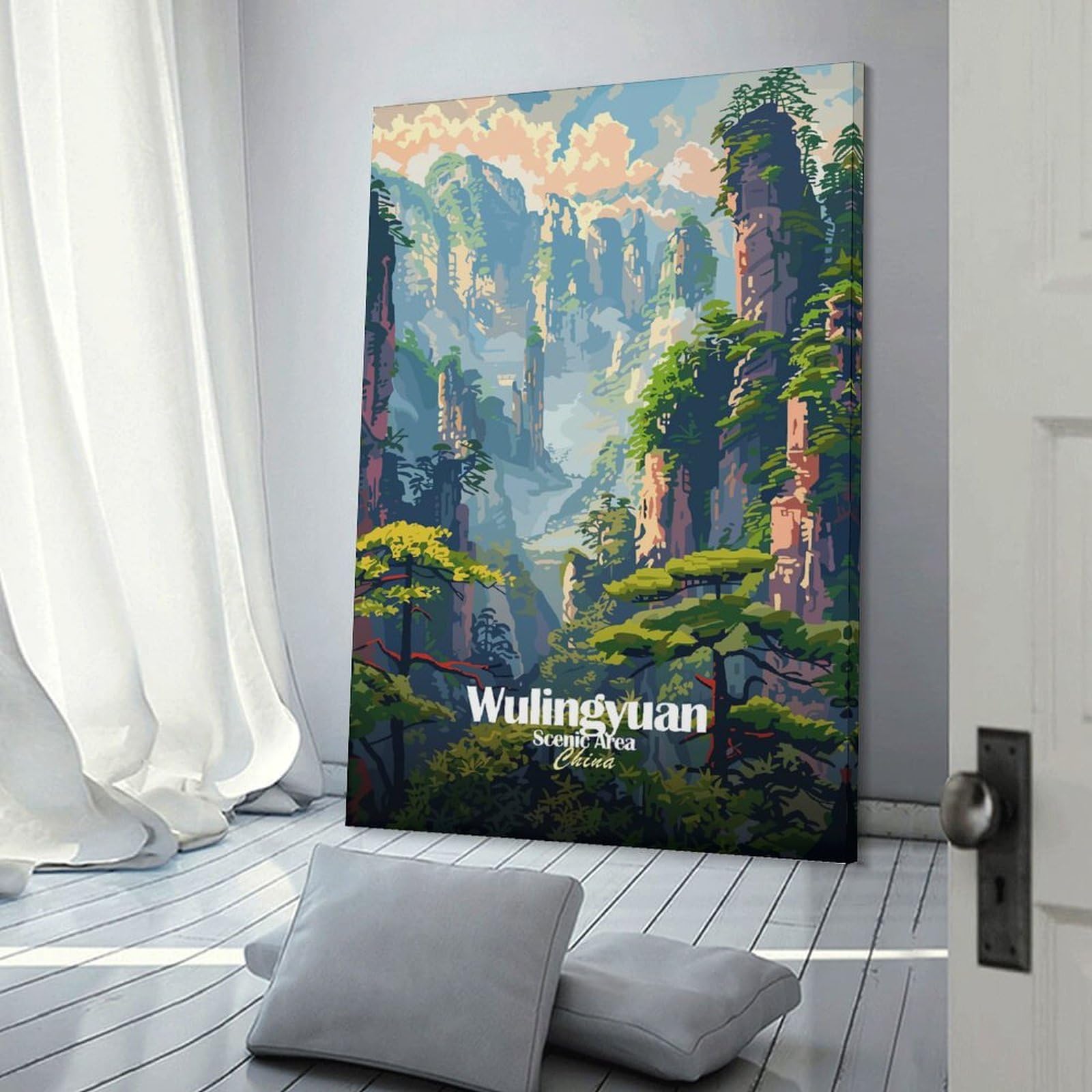 Junmoney Wulingyuan Scenic Area, China Canvas Wall Picture 16x24inch(40x60cm), for Contemporary Homes, Apartments Or Offices, Wall Decor with Flexible Room Appeal