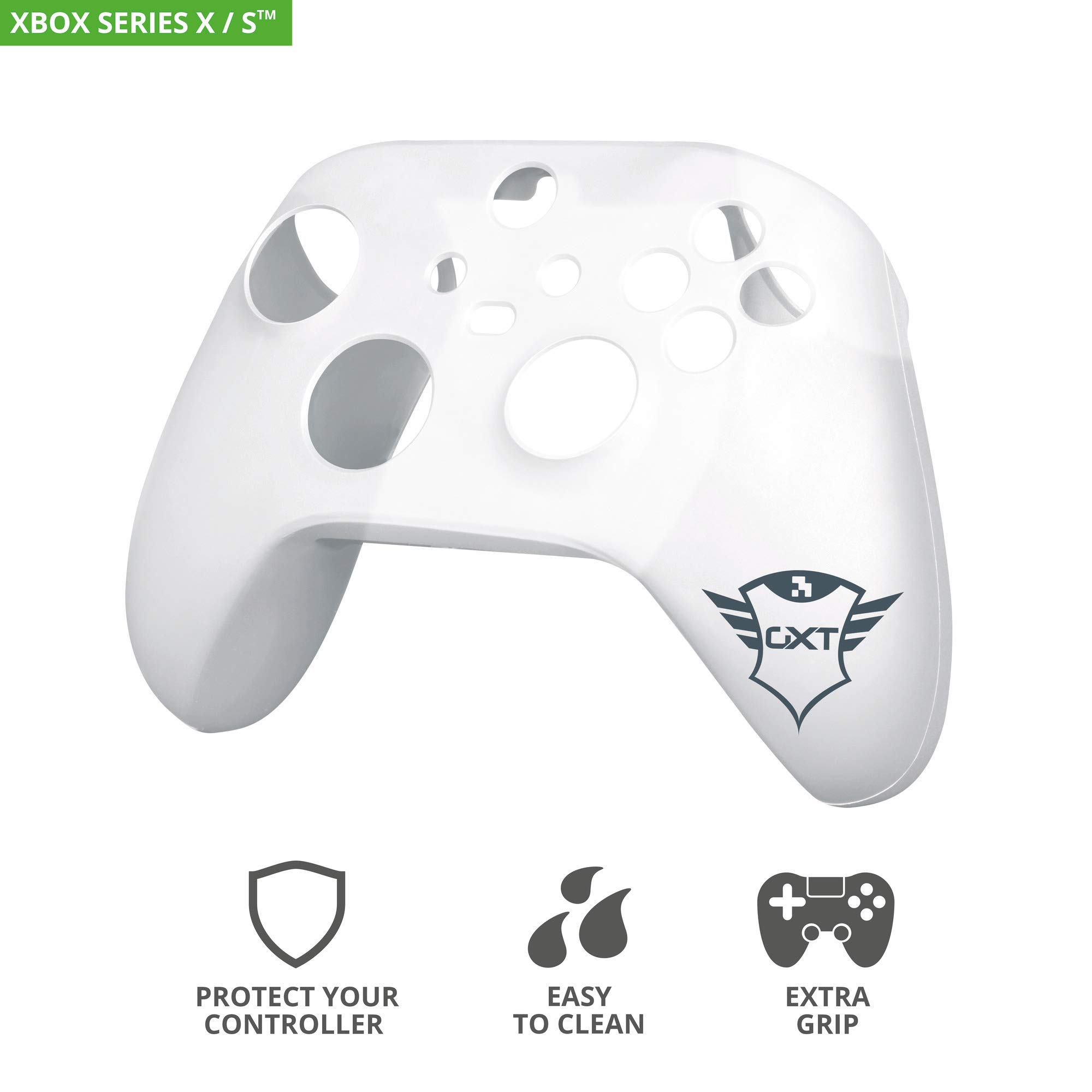 Trust Gaming GXT 749 Cover Skin per Xbox Series X Controller, Custodia Antiscivolo per Xbox Controller, Silicone Gomma Protettiva Joystick Case Accessori Xbox Series S - Transparente