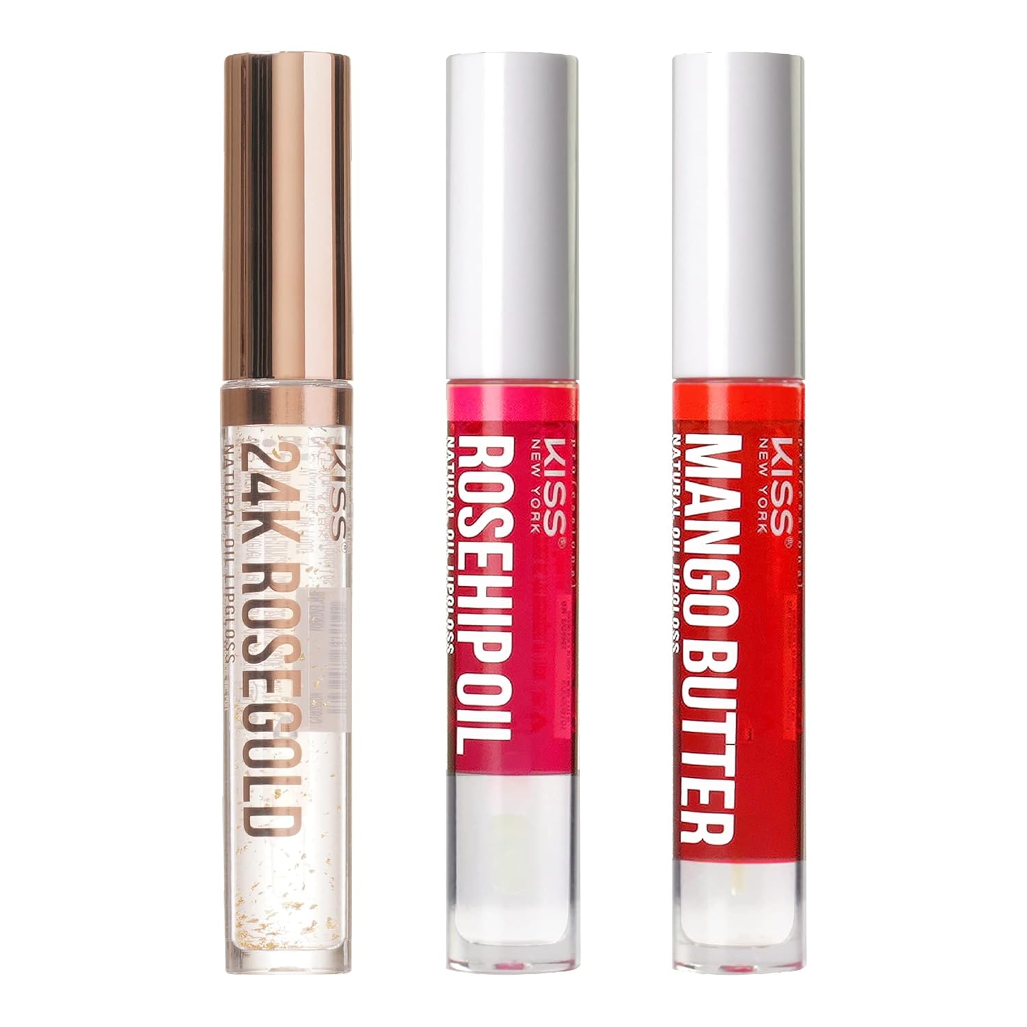 3 PACK Lip Oil Gloss, Hydrating Non-Sticky Lip Oil, 100% Natural Oil Clear Lip Gloss, Lightweight Lip Moisturizer (Rosegold & Rosehip & Mango Butter) 3 PACK Lip Oil Gloss, Hydrating Non-Sticky Lip Oil, 100% Natural Oil Clear Lip Gloss, Lightweight Lip Moisturizer (Rosegold & Rosehip & Mango Butter)