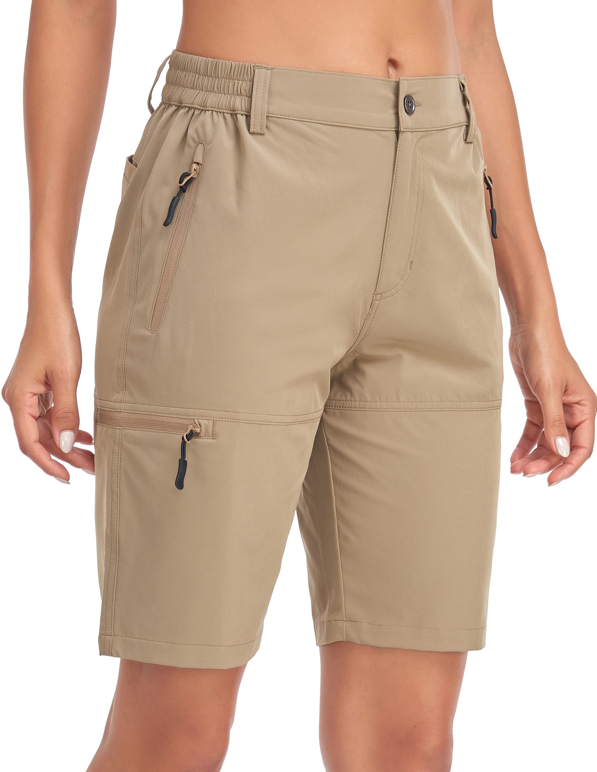 Nomolen Wanderhose Damen Kurz Sommer Leichte Atmungsaktiv | Cargo Shorts Schnelltrocknend Arbeitshose Outdoor Sport Golf Running mit Taschen