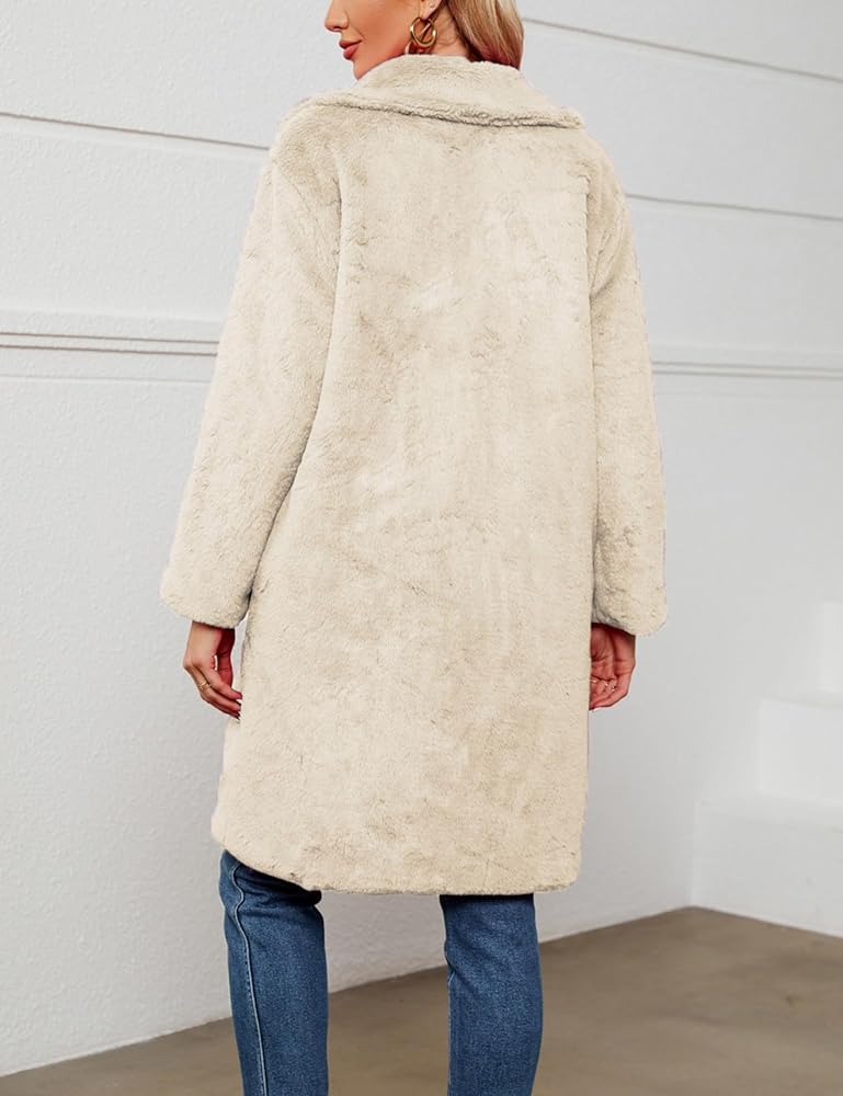 ジャケット・アウター theVirgins cream fur coat Rixiland Women's Faux Fur Coat Fuzzy Warm Winter Long Fur Jackets
