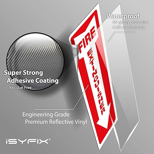 Miniatura 11 de iSYFIX Calcomanías de letreros para extintor de incendios, paquete de 12 calcomanías de vinilo autoadhesivas de alta calidad, laminadas para máxima