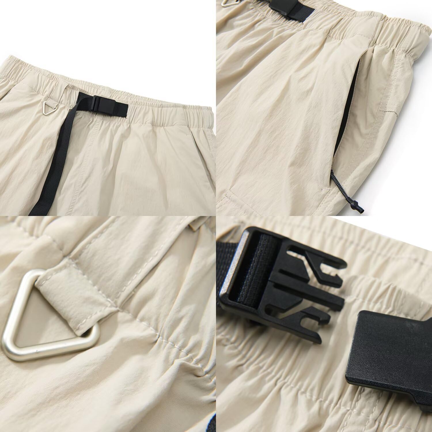 FLYGAGA Damen Wanderhose Zip Off Hose Abnehmbare Hosebeine Shorts Sommer mit Gürtel Leichte Schnelltrocknend Atmungsaktiv Funktionshose Trekkinghose Klassischer Outdoorhose Cargohose Stil