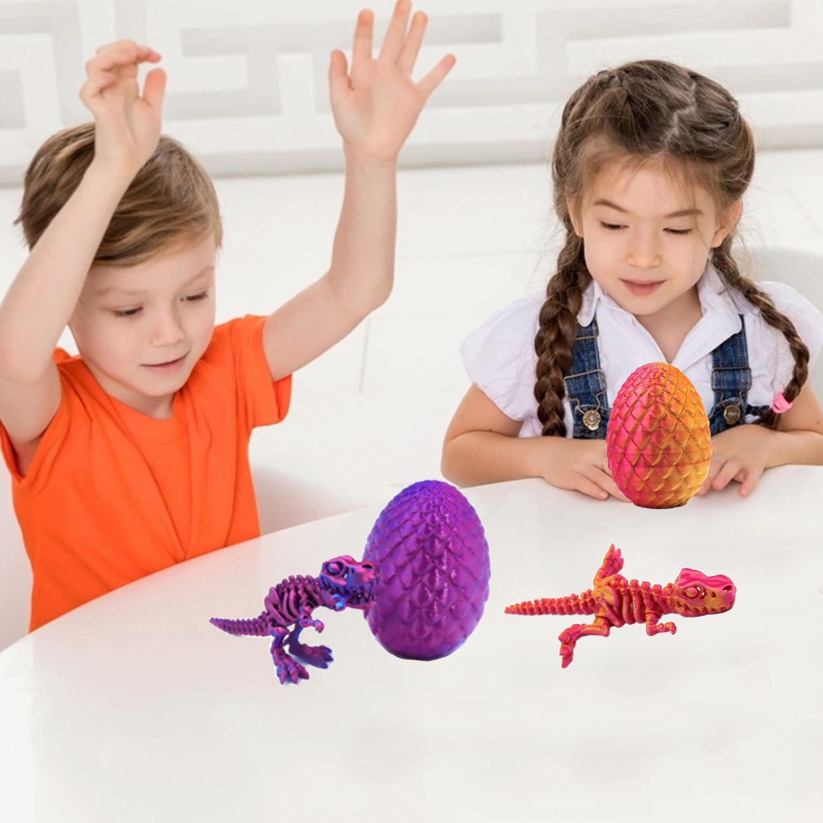 2PCS Dinosaur Egg, 3D Printed Dinosaur, T-Rex Skeleton Model in Egg, 2 Pack (Laser Purple, Laser Red), Dino Figure for Kids and Adults, Dinosaurs Toy for Education and Stress Relief, Home Office Decor - Image 4