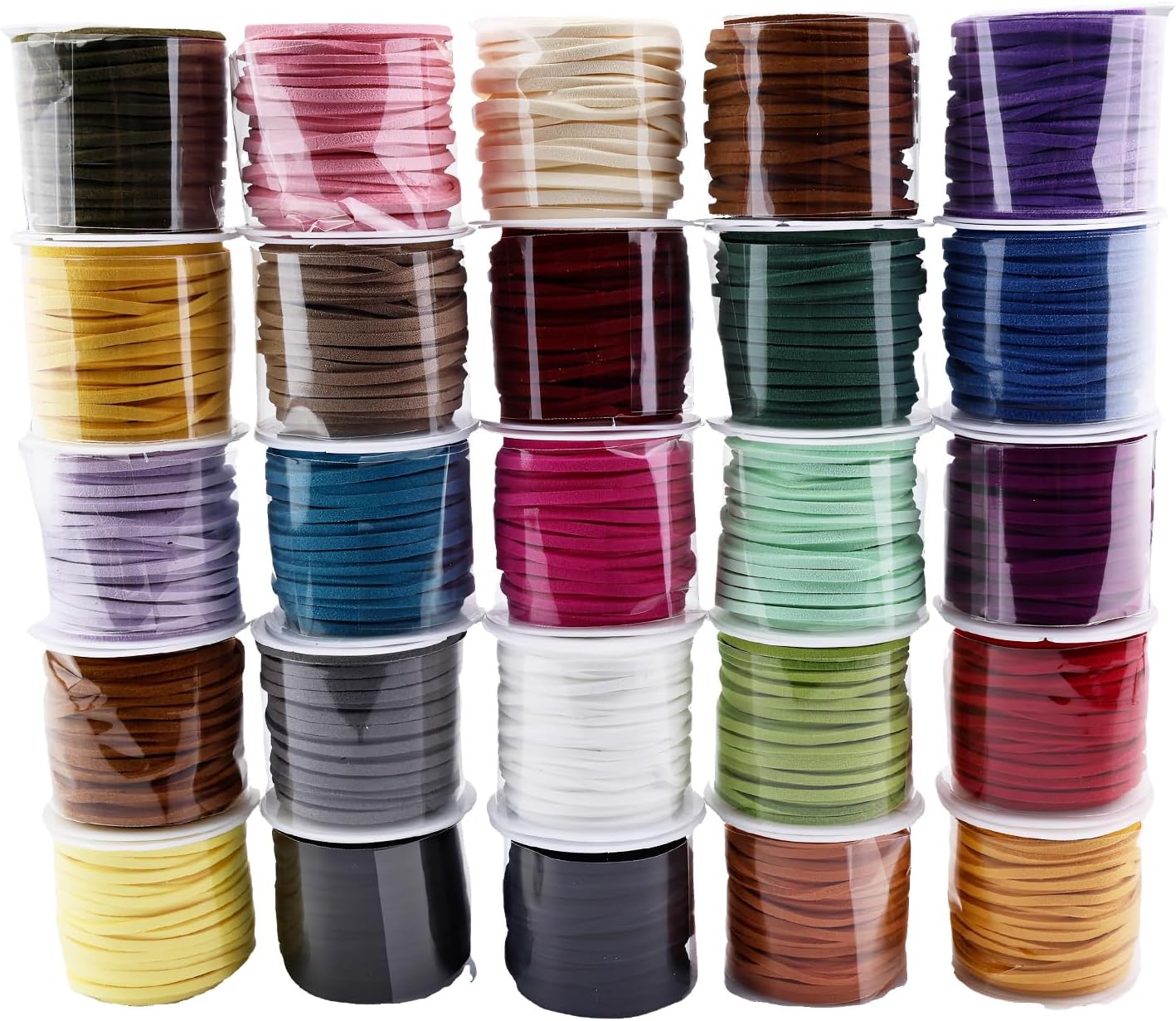Leather Cord for Jewelry Making, 25 Rolls 3mm Faux Suede Cord Assorted Colors, Leather Lace & Strips for Crafts, Bracelets, Necklaces, Dream Catcher Supplies