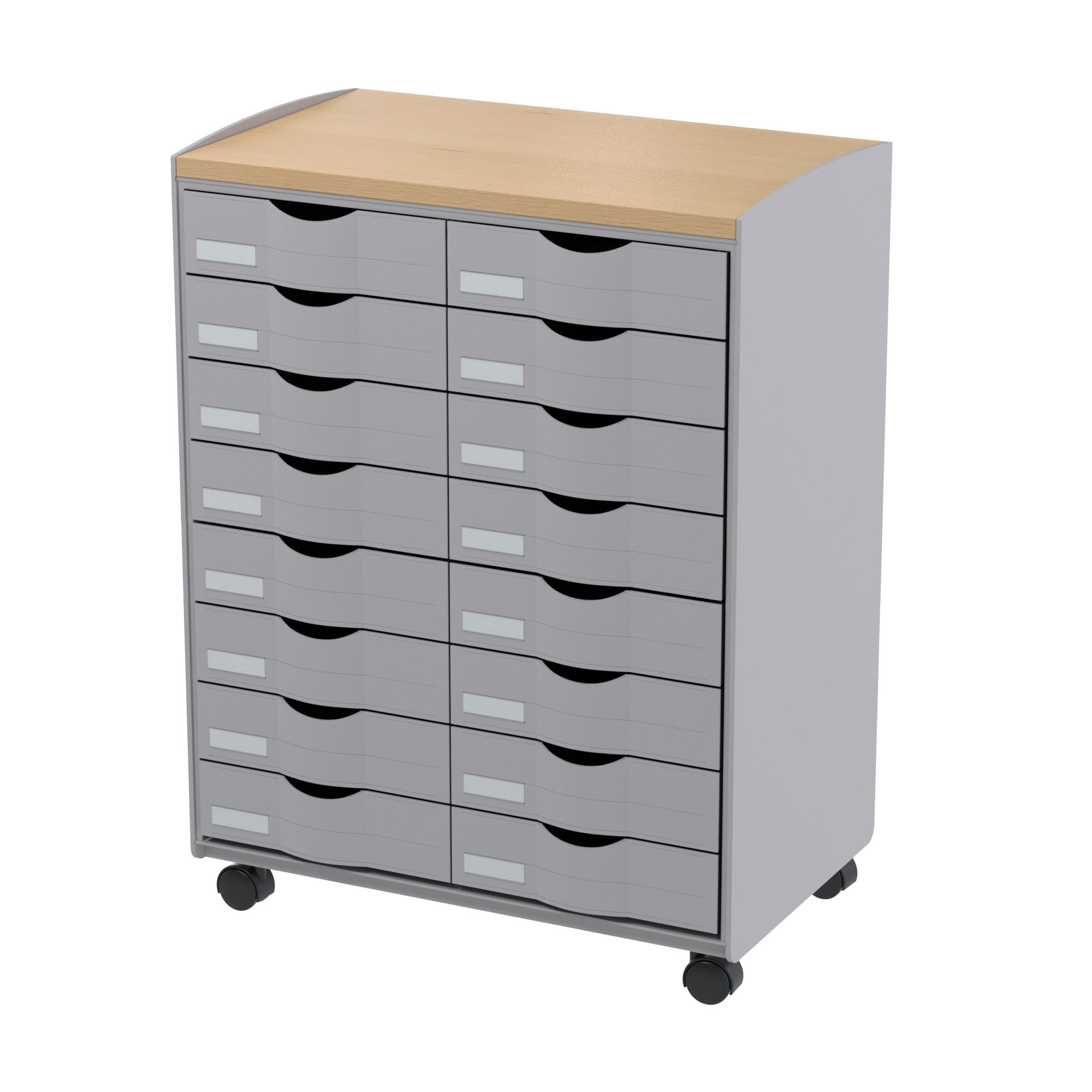 Paperflow DT162N.02.23 Desserte mobile à tiroirs en polystyrène Gris