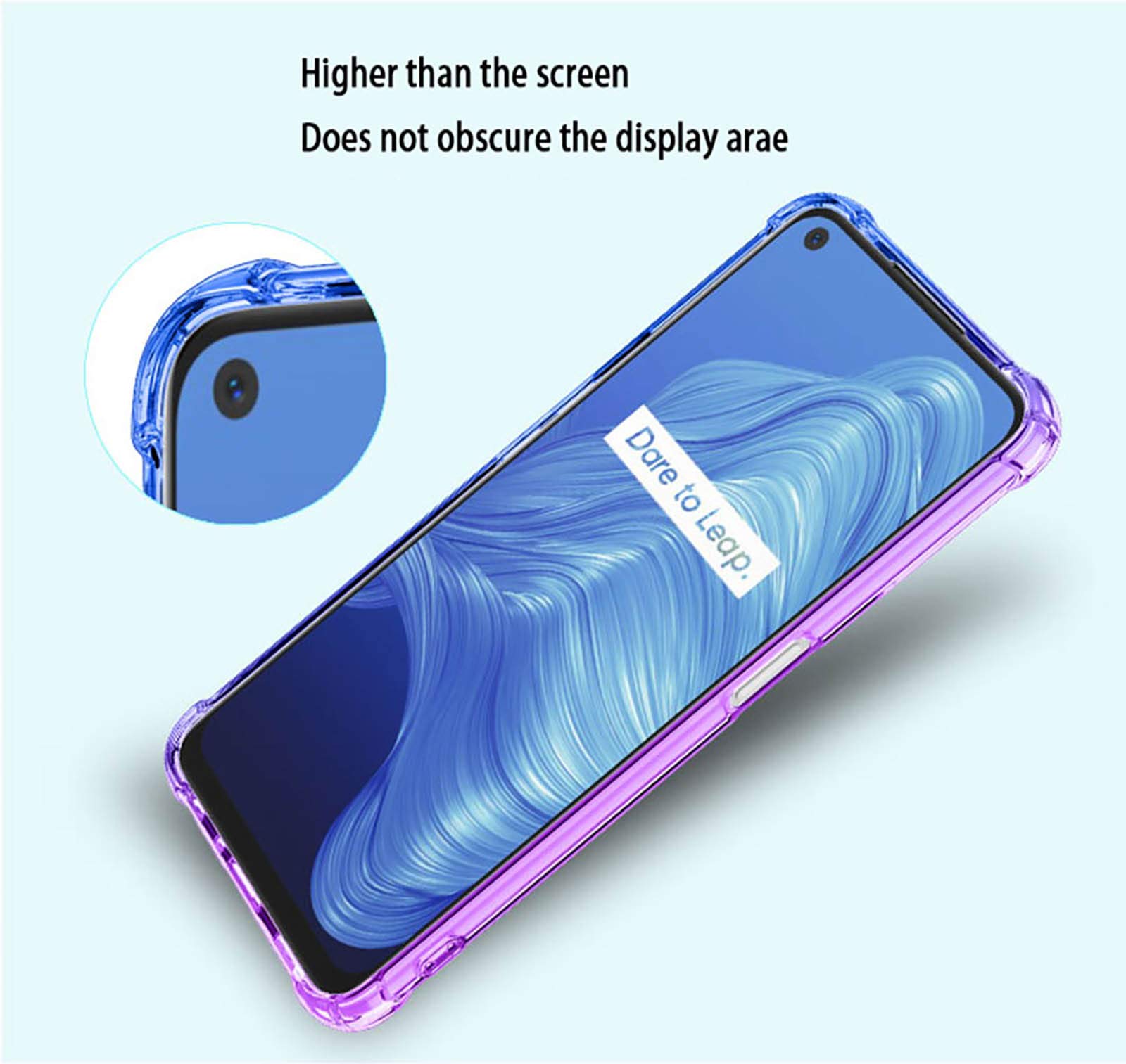 GOGME Cover per Realme 7 5G(Not for Realme 7 4G) Cover, Custodia in TPU a gradiente Colori, [Rinforzare la con Quattro Angoli] Custodia Trasparente Silicone Morbida TPU Ultra Sottile Case (Rosa/Verde