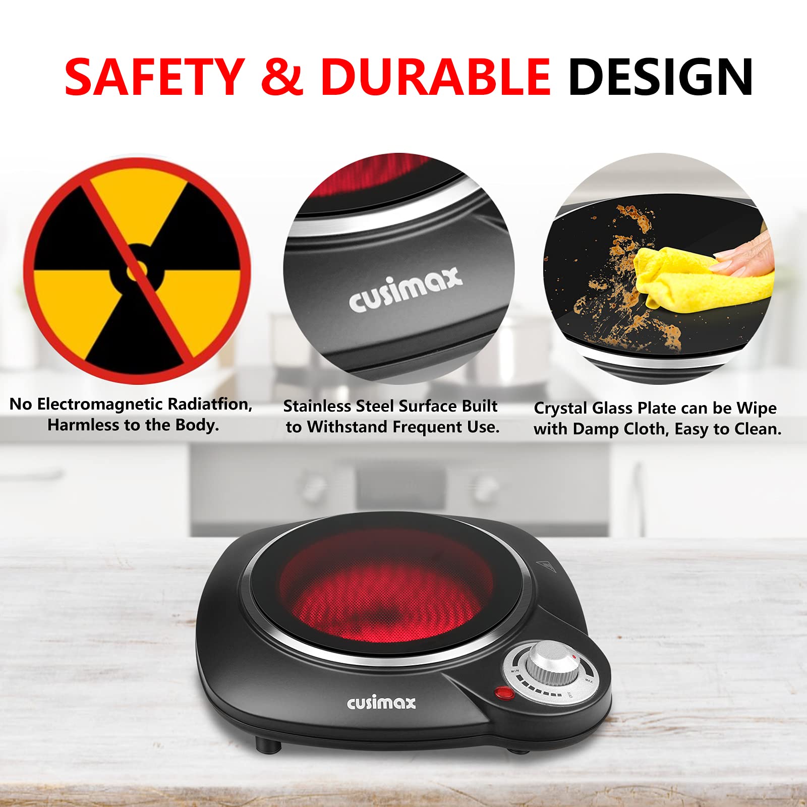 Cusimax CMIPB112 Portable Hot Plate, Hot Plates for Cooking, Single