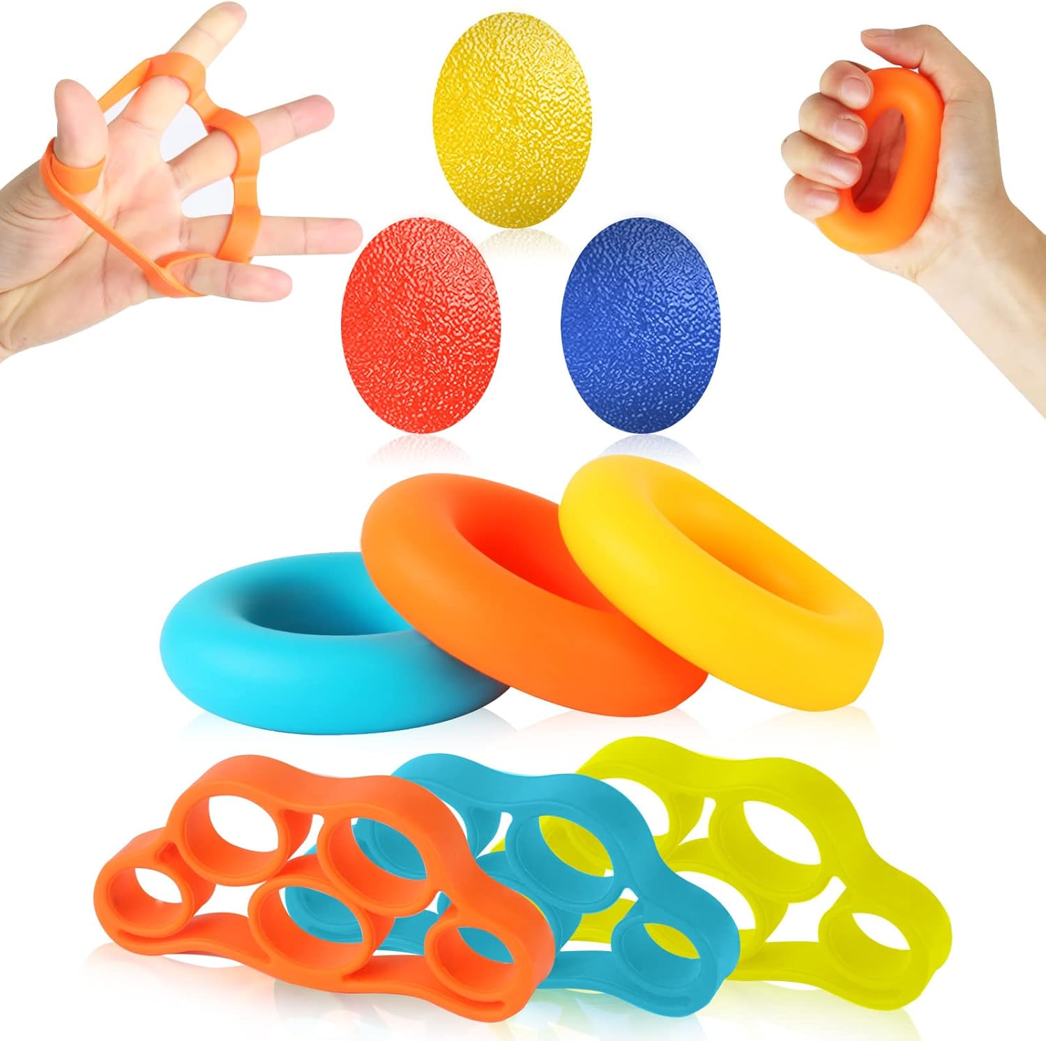 Sporgo Handtrainer Fingertrainer, 9 Stück Hand Trainingsgerä - Hand ...