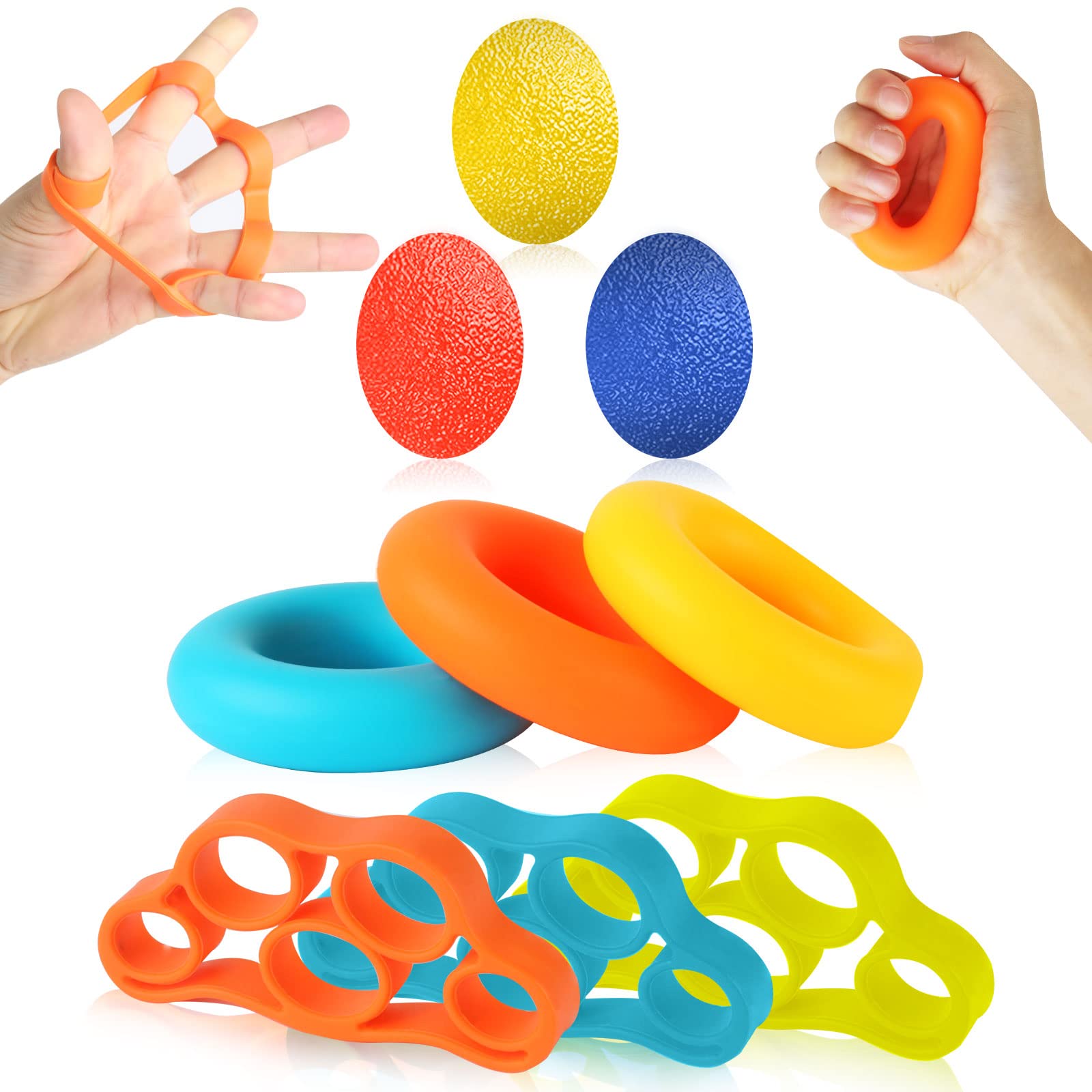 Sporgo Kit D'entraînement Pour Les Mains : 9 Balles De Préhension Avec 3 Niveaux De Dureté - Idéal Pour L'escalade, Le Renforcement Des Doigts Et La Récupération