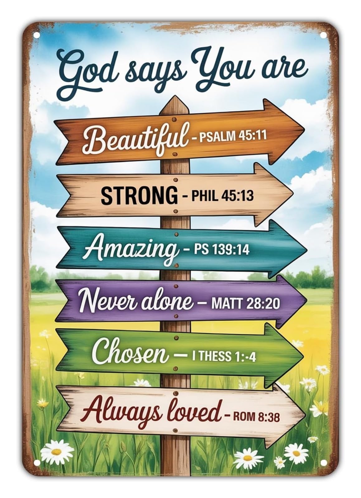GYQYJPFZM God Says You Are Vintage Metal Sign for Porch Garden Yard Wall Decor Rustic Uplifting Scripture Plaque Indoor Outdoor 8 X 12 inch