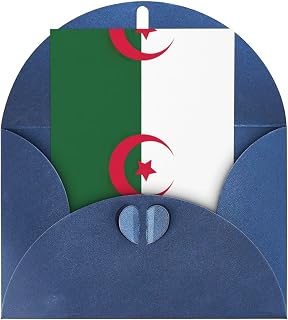 Flag Of Algeria Print Greeting Card, Pearl Paper With Envelope, For Christmas/Birthday/Valentine'S Day